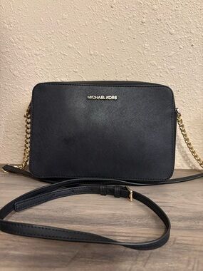 Michael Kors Black Saffiano Leather Chain Crossbody